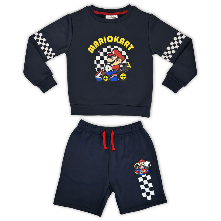 Mario Bros 2 Piece Crew & Short Set - Navy 5