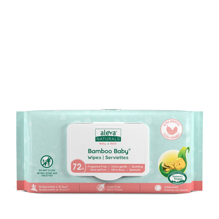 Lingettes Sensitive Aleva Bamboo - 72ct.