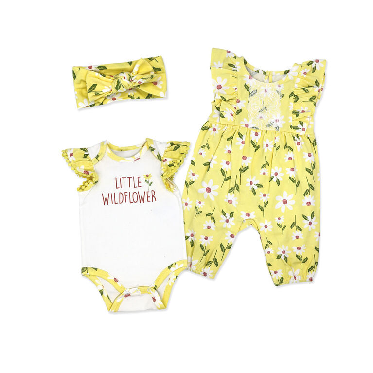Baby Mode 3 Piece Coverall Set: Little Wildflower