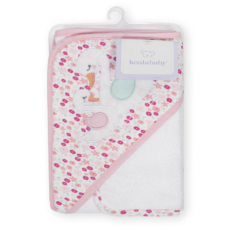 Koala Baby Hooded Towel and Washcloth Set, Pink Swan Babies R Us Canada