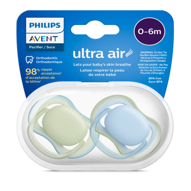 Avent Ultra Air Pacifier 0-6m green/ blue 4pk