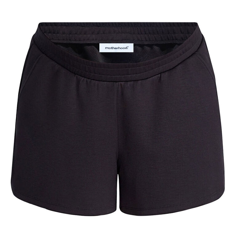 Motherhood Smocked Waist Short-Black-M