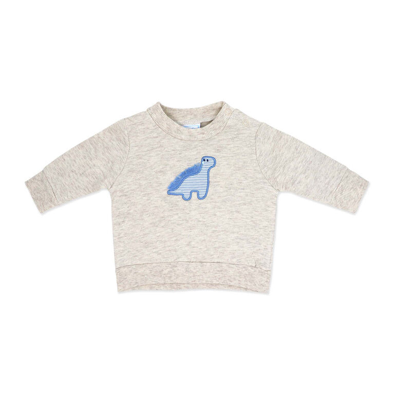 Baby Mode 3 Piece Fleece Jogger Set:Blue Dinosaur 6M