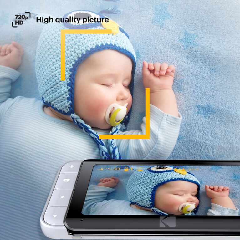 Kodak Cherish C520 Wifi Video Baby Monitor With Above-The-Crib View, Parent Unit For Constant Monitoring And Phone App For Quick Check-Ins