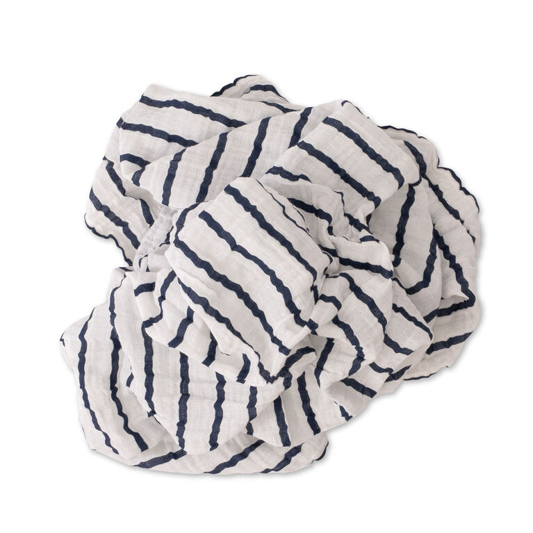 Red Rover - Cotton Muslin Swaddle Single - Navy Stripe - R Exclusive