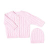Baby Mode Signature Two Piece Cardigan and Hat Set Pink: 0-6M