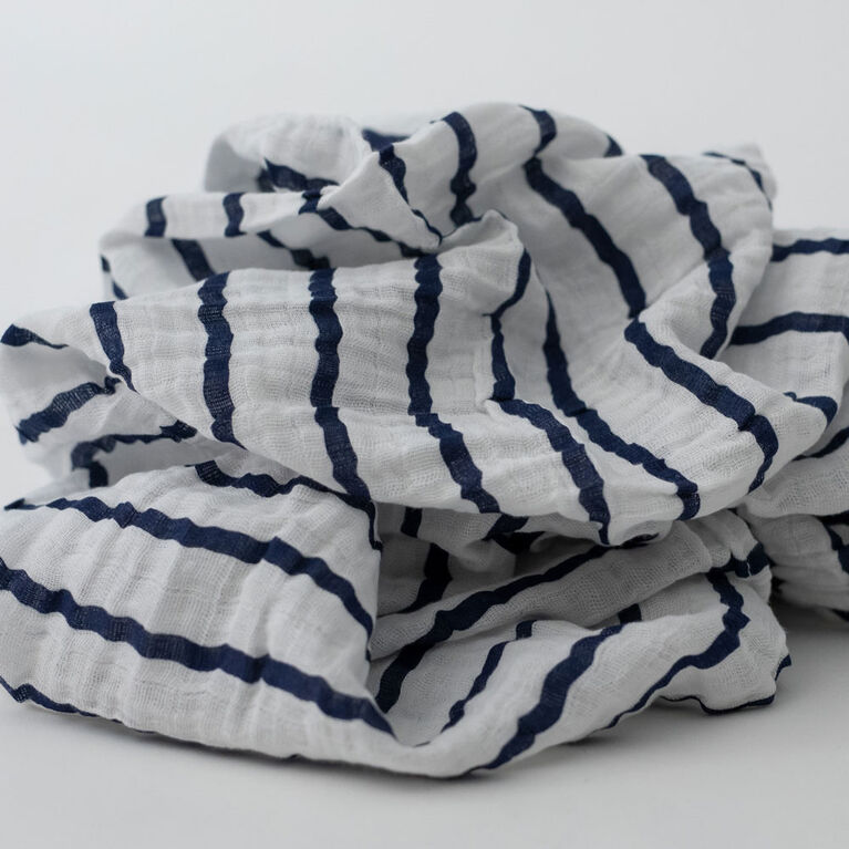 Red Rover - Cotton Muslin Swaddle Single - Navy Stripe - R Exclusive