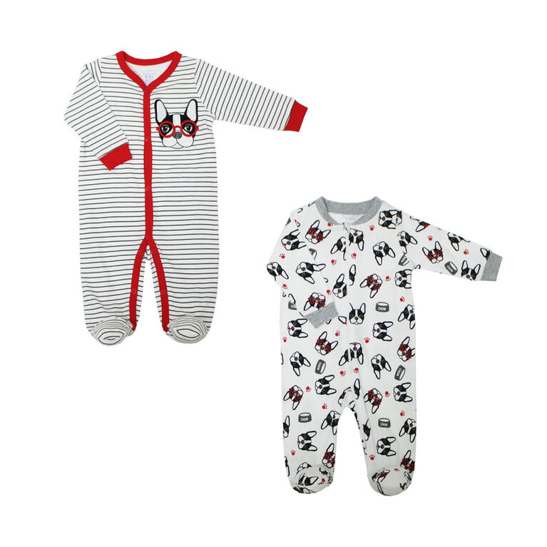 Koala Baby Boys 2 Pack Sleeper - French Bulldog, Newborn