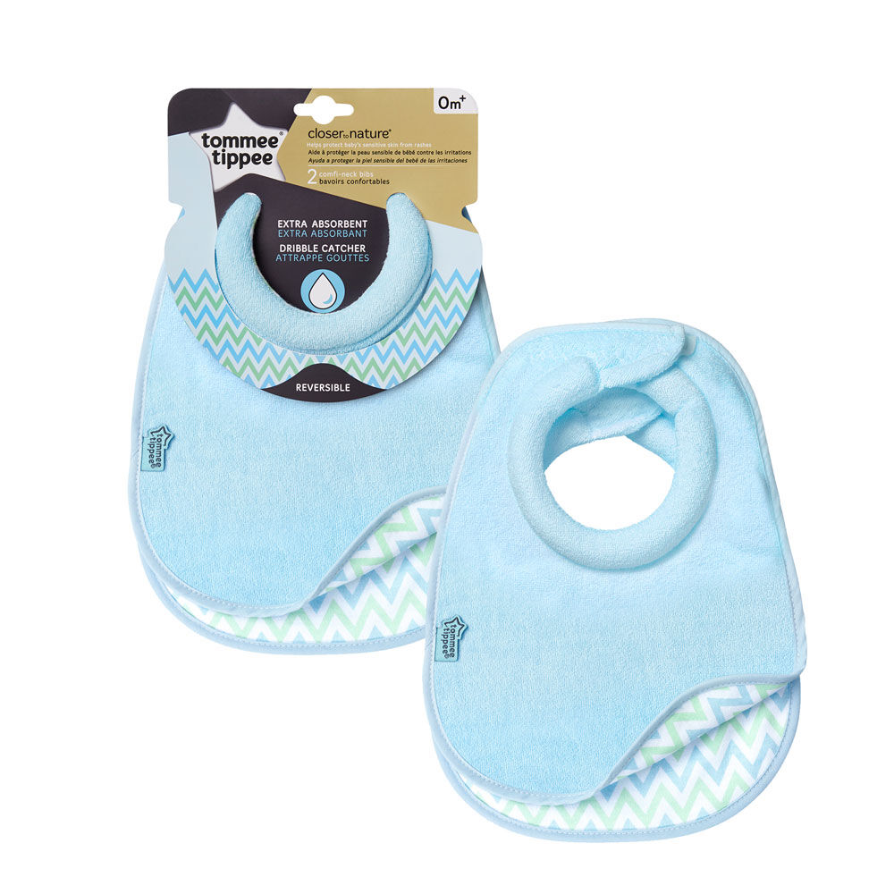 Tommee Tippee Closer to Nature Comfi Neck Bib 2 Pack Blue