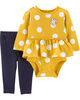 Carter’s 2-Piece Polka Dot Peplum Bodysuit Pant Set - Yellow, 3 Months