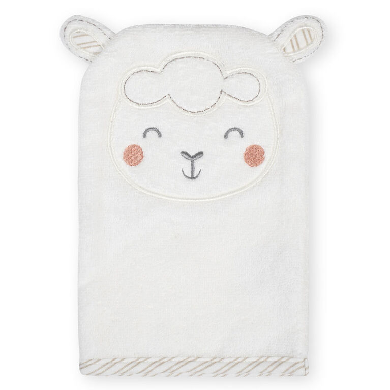 Koala Baby - Ensemble de 2 serviettes à capuche et mitaines pour bébé - Agneau gris et blanc