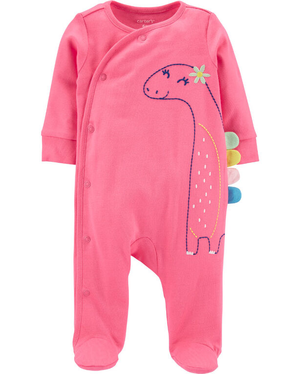 Grenouill&egrave;re en coton avec boutons-pression et dinosaure Carter's &ndash; rose, nouveau-n&eacute;
