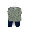 Baby Mode 3 Piece French Terry Set: Green Dinosaur