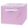 Pink Herringbone Canvas Storage Bin