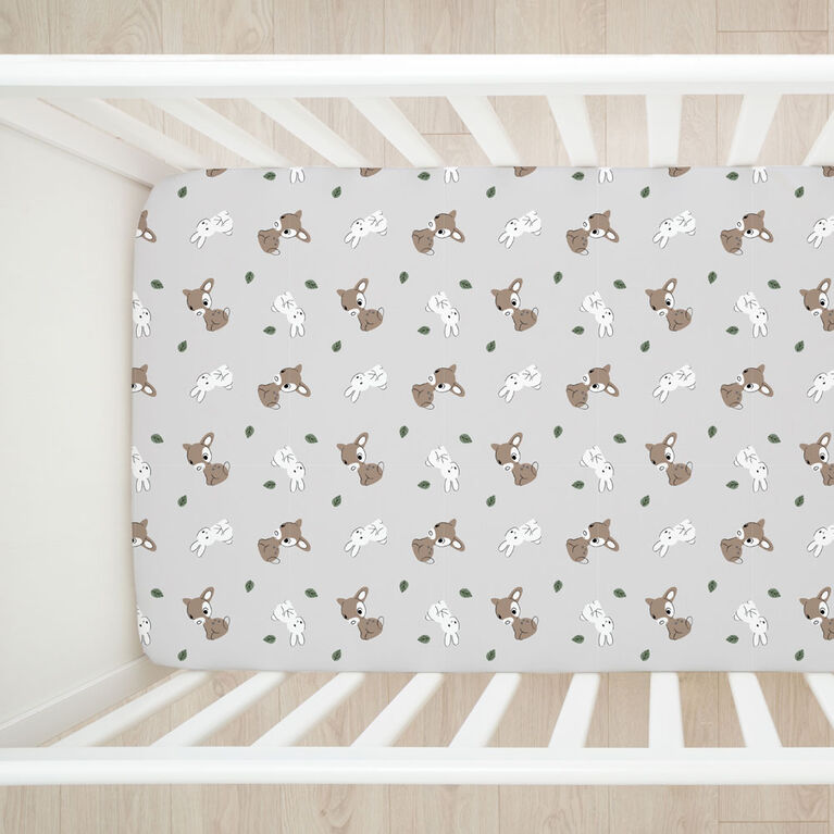 Lot de 2 draps en flanelle Koala Baby motif lapin des bois/rayures