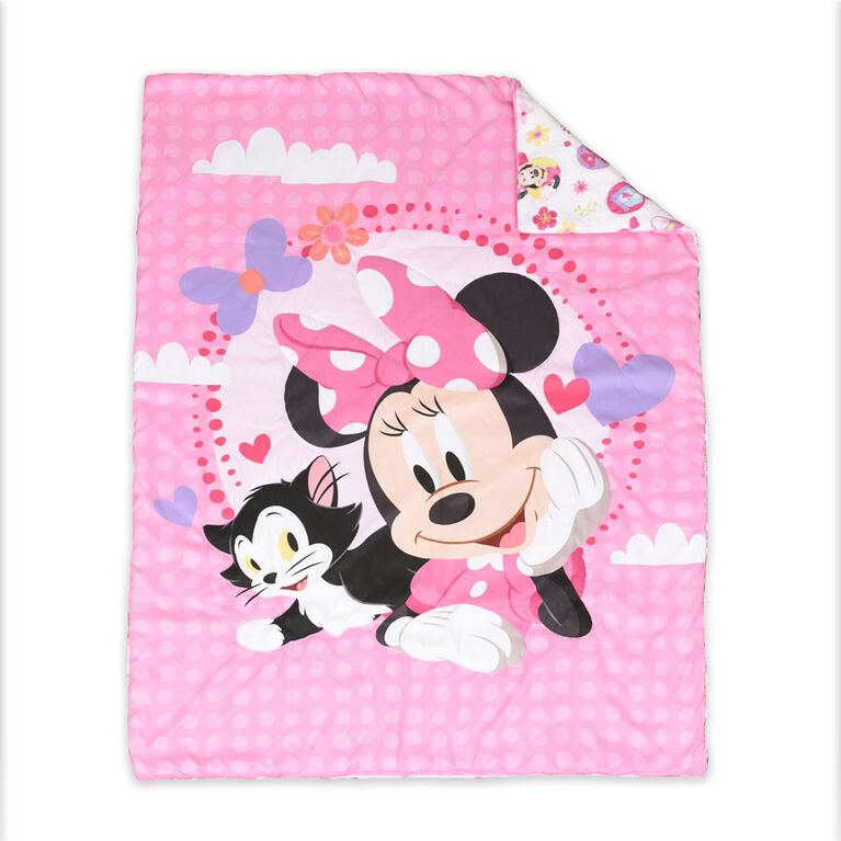 Ensemble de 3 pièces de literie Minnie Mouse de Disney pour lit de tout-petit avec couette réversible, drap-housse et taie d'oreiller par Nemcor