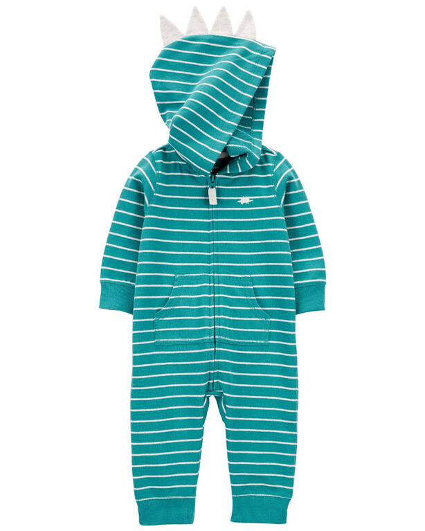 Carter's Striped Dinosaur Hooded Jumpsuit Stripe  18M
