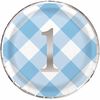 Blue Gingham 1st Bday 9"  Plates 8 pieces