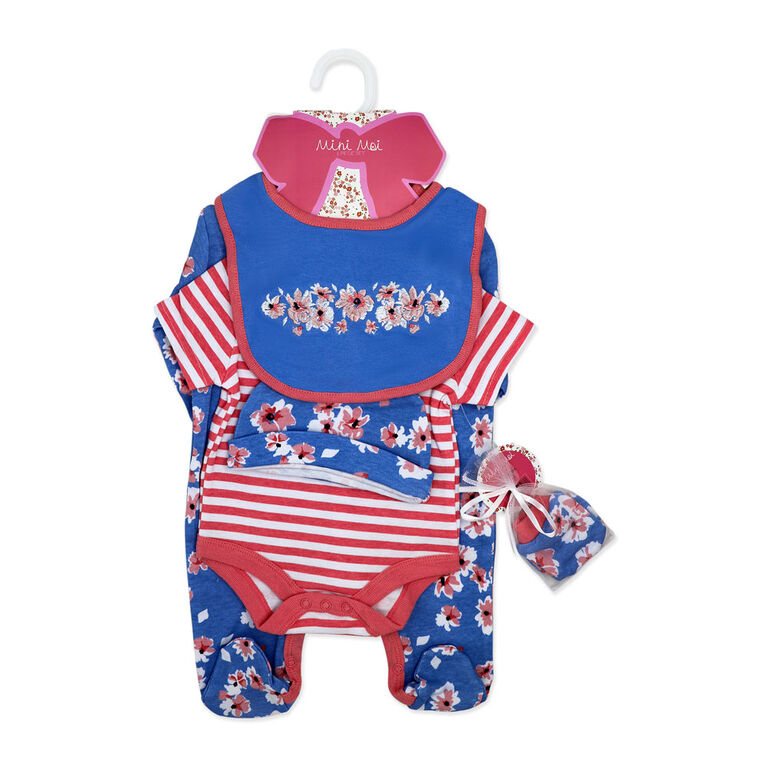 Mini Moi 5 Piece Mesh Bag Set: Blue Floral 0-3M