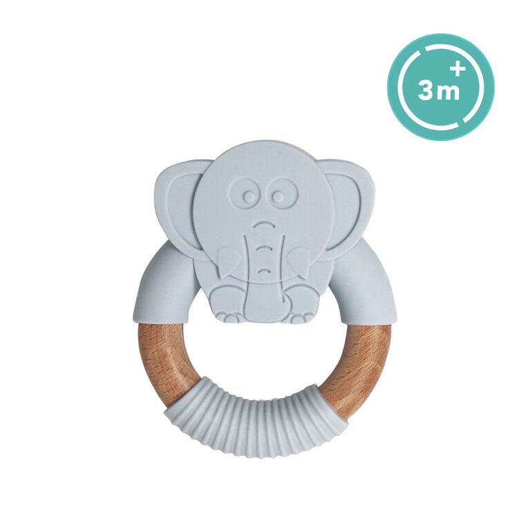 babyworks Silicone & Beechwood Teething Ring - "Elly" Elephant