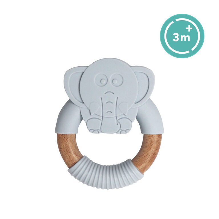 Anneau de dentition en silicone et hêtre - Éléphant "Elly"