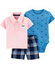 Carter's 3 piece Pink Polo Set - 3-6 Months