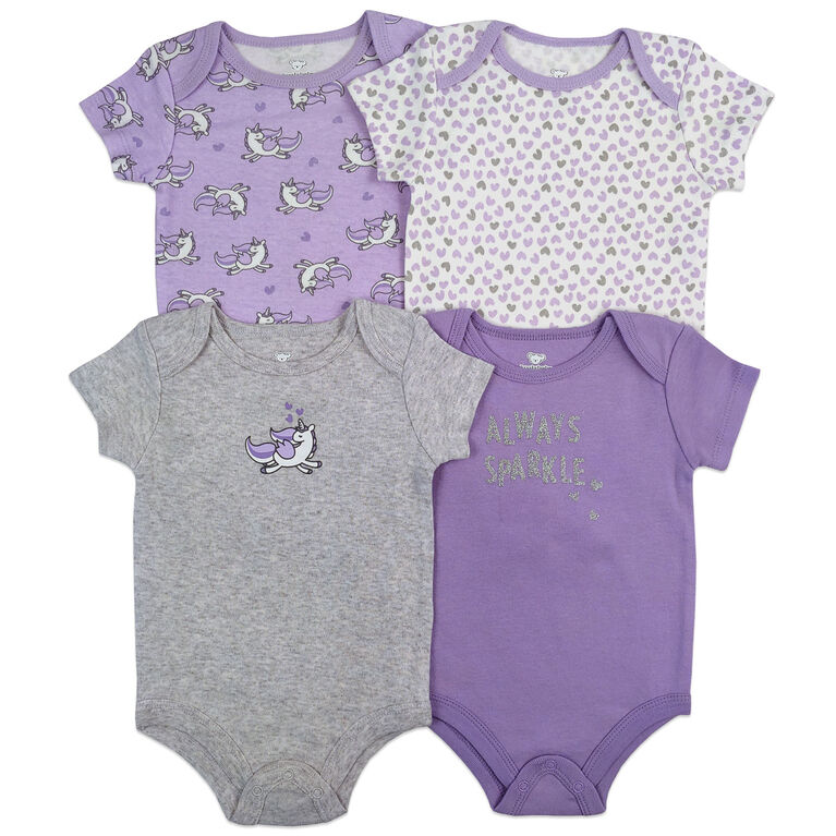 Koala Baby 4-Pack Bodysuit - Purple, Newborn