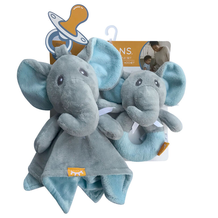 2 Piece Lovie/Rattle Set Elephant Baby