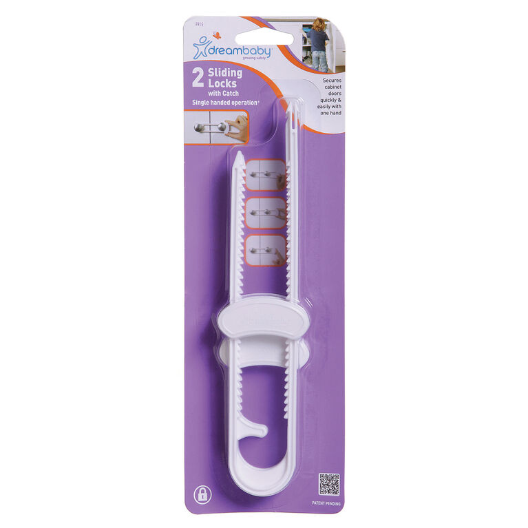 Verrou coulissant Dreambaby avec loquet - Paquet de 2