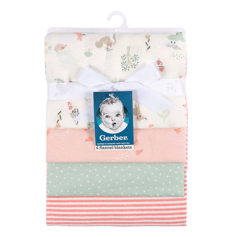 Gerber Childrenswear - 4 pack Flannel Receiving Blanket - Woodland