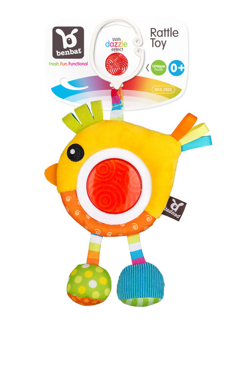 Benbat - Dazzle Friends Travel Rattles - Bird / Yellow / 0-12 Months Old