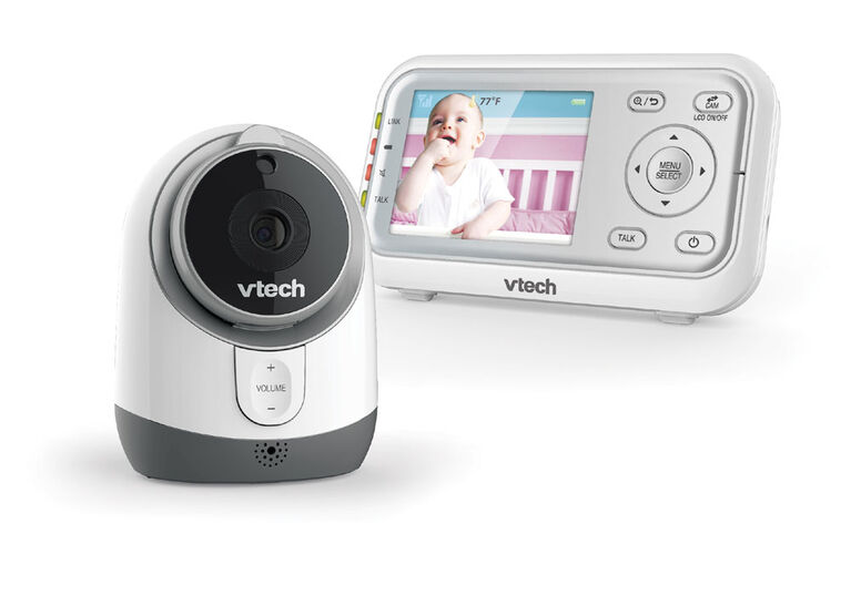 VTech Moniteur de bébé numérique de 2,8 po à couleur intégrale et vision nocturne automatique - blanc