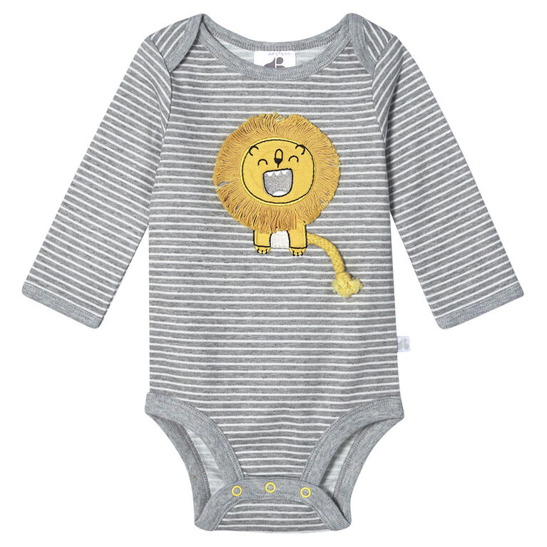 Just Born Baby Boys 2-Piece Organic Long Sleeve Onesies Bodysuit and Pant Set - Lil Lion 3-6 Months