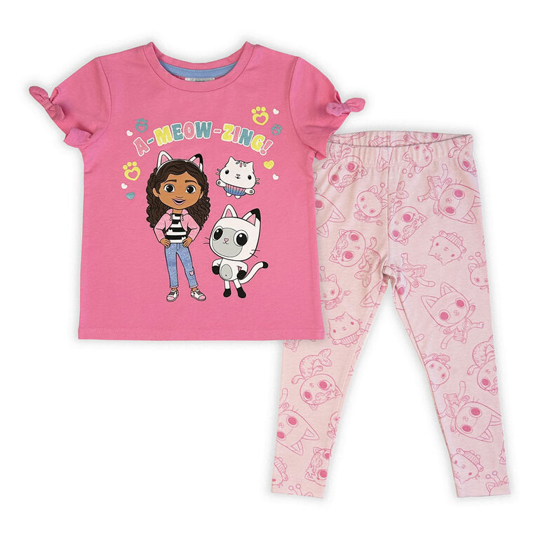 Gabby 2 Piece Short Sleeve Tee & Legging - Pink 3T