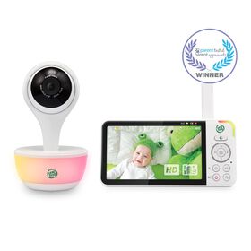 LeapFrog Moniteur de bébé Wi-Fi 1080p avec accès à distance, affichage 720p haute définition de 5 po, veilleuse, vision nocturne couleur, LF815HD (blanc) de LeapFrog