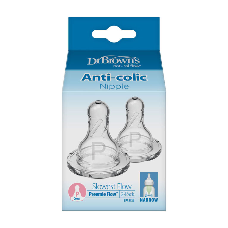 Dr. Brown's Preemie Narrow Nipple, 2 Pack