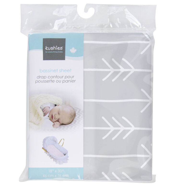 Kushies Drap Contour pour Poussette ou Panier Coton Flanelle Flèches Grises