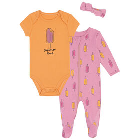 Petit Lem Baby 3 Piece Set Sleeper Knit Dark Pink