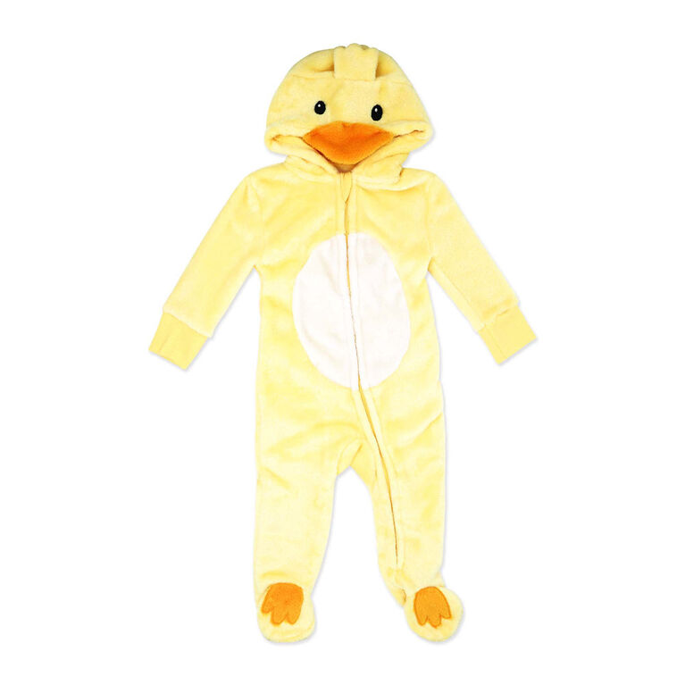 Baby Mode Hooded Flannel Fleece Pram: Yellow Duck 6M