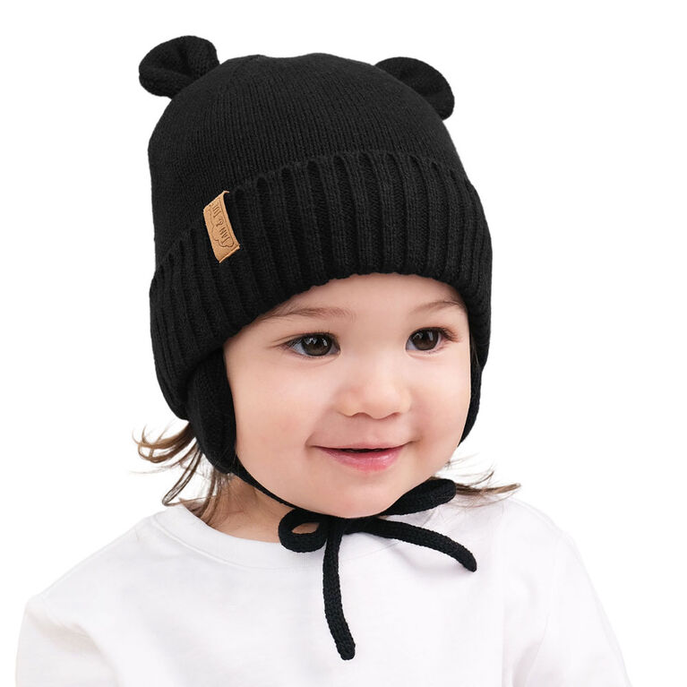 Chapeaux Tricot&eacute;s Ours pour Enfants | Noir &Eacute;b&egrave;ne - M (6-24m)
