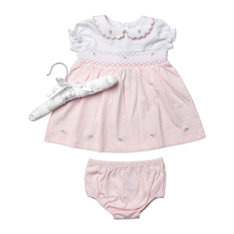 Rock a Bye Baby 2 Piece Dress Set: Pink Floral 6-12M