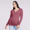 Motherhood - Long Sleeve Snap Henley Nursing Top - Red Violet - L