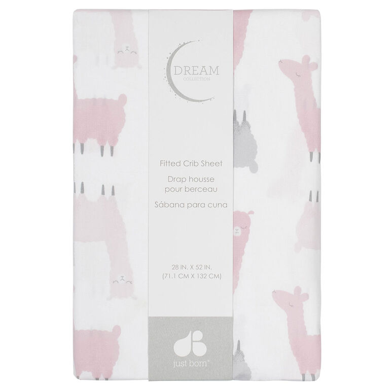 Just Born Dream Ombre Fitted Crib Sheet Pink Llama