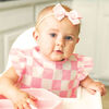 Tiny Twinkle - Mess Proof Easy Bib Ruffle - Pink Check 6-24M