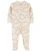 Carter's Bunny Two Way Zip Cotton Sleep and Play Ivory NB
