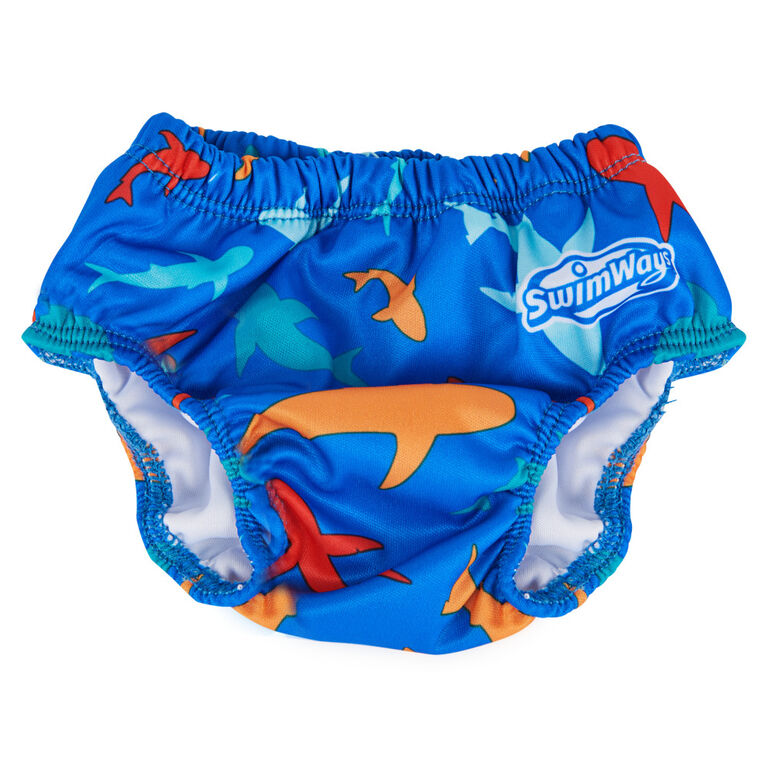 Swimways Swim Diaper, Baby Swim Diapers for Swimming Pool, Lake and Beach, Newborn Diapers and Baby Essentials for Kids 13-18 lbs (6 Months), Shark