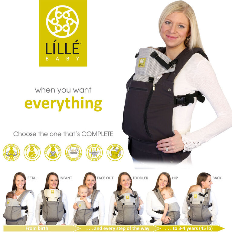 Porte-bébé LILLEbaby toutes saisons Charbon avec Argent