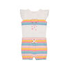 Snugabye Girls - Fooler Romper W/Ruffle Sleeves - Rainbow Hearts Pink 3-6 Months