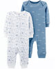 Emballage de 2 combinaisons Carter's - bleu, 9 mois