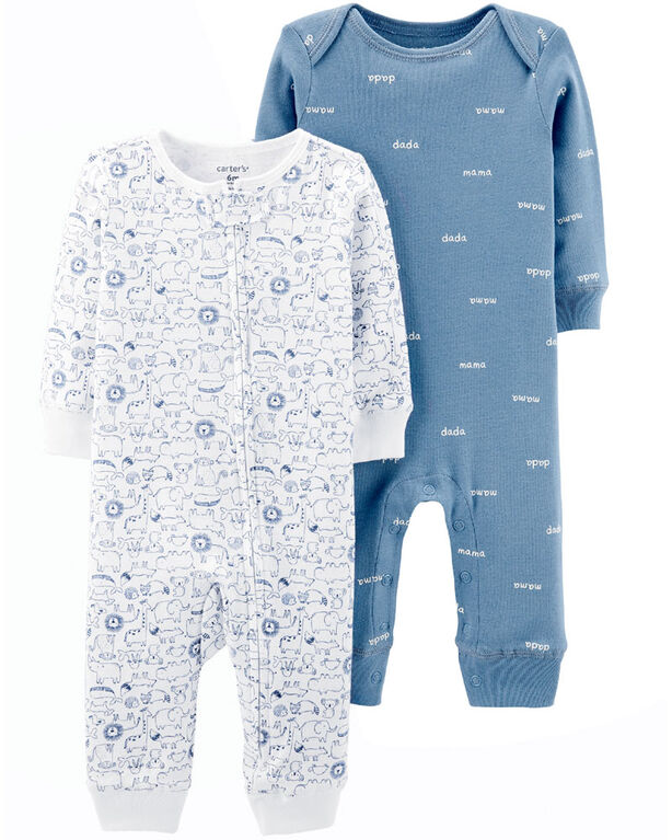 Emballage de 2 combinaisons Carter's - bleu, 9 mois